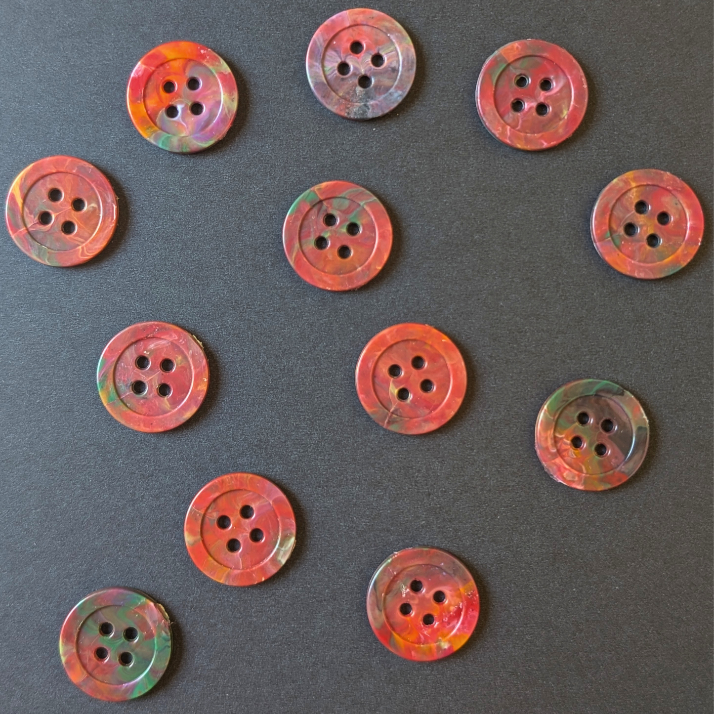 Neon Red Melt Buttons | Set of 6