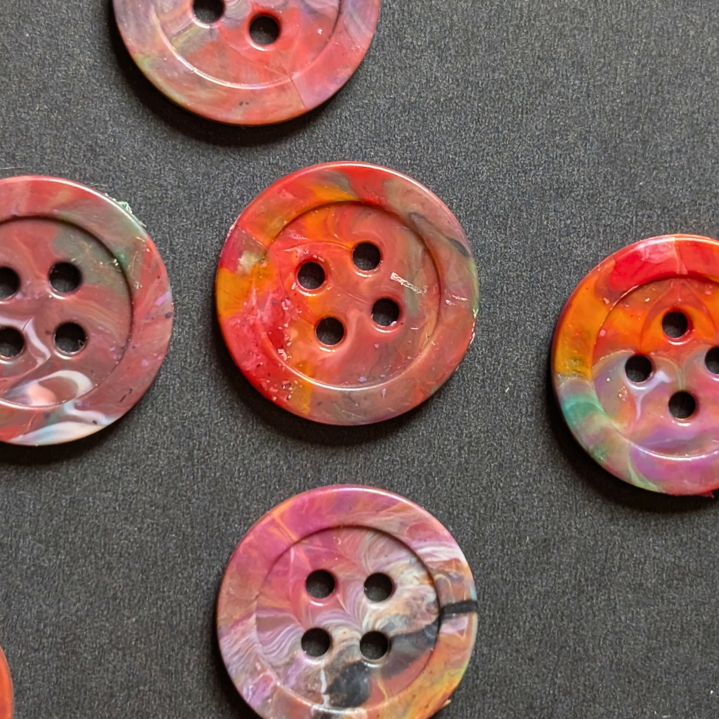 Neon Red Melt Buttons | Set of 6
