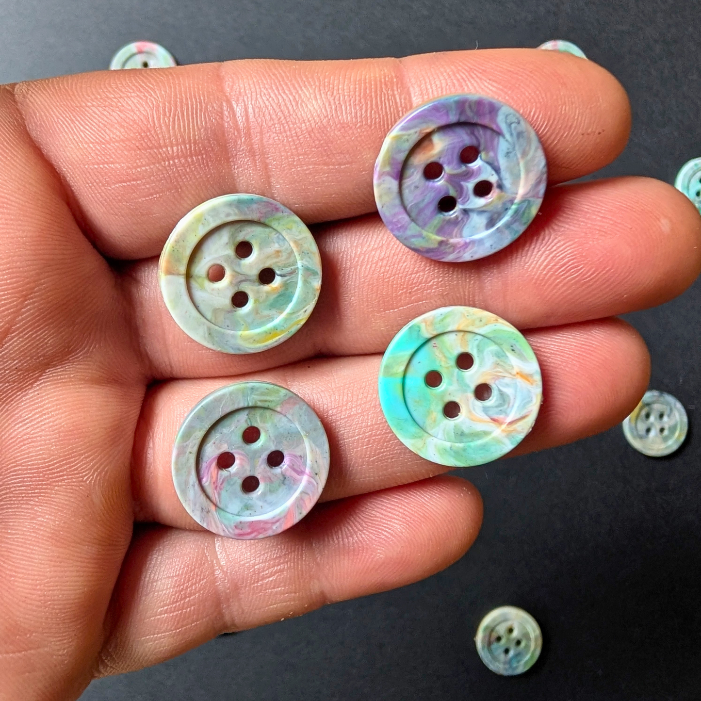 Neon Red Melt Buttons | Set of 6