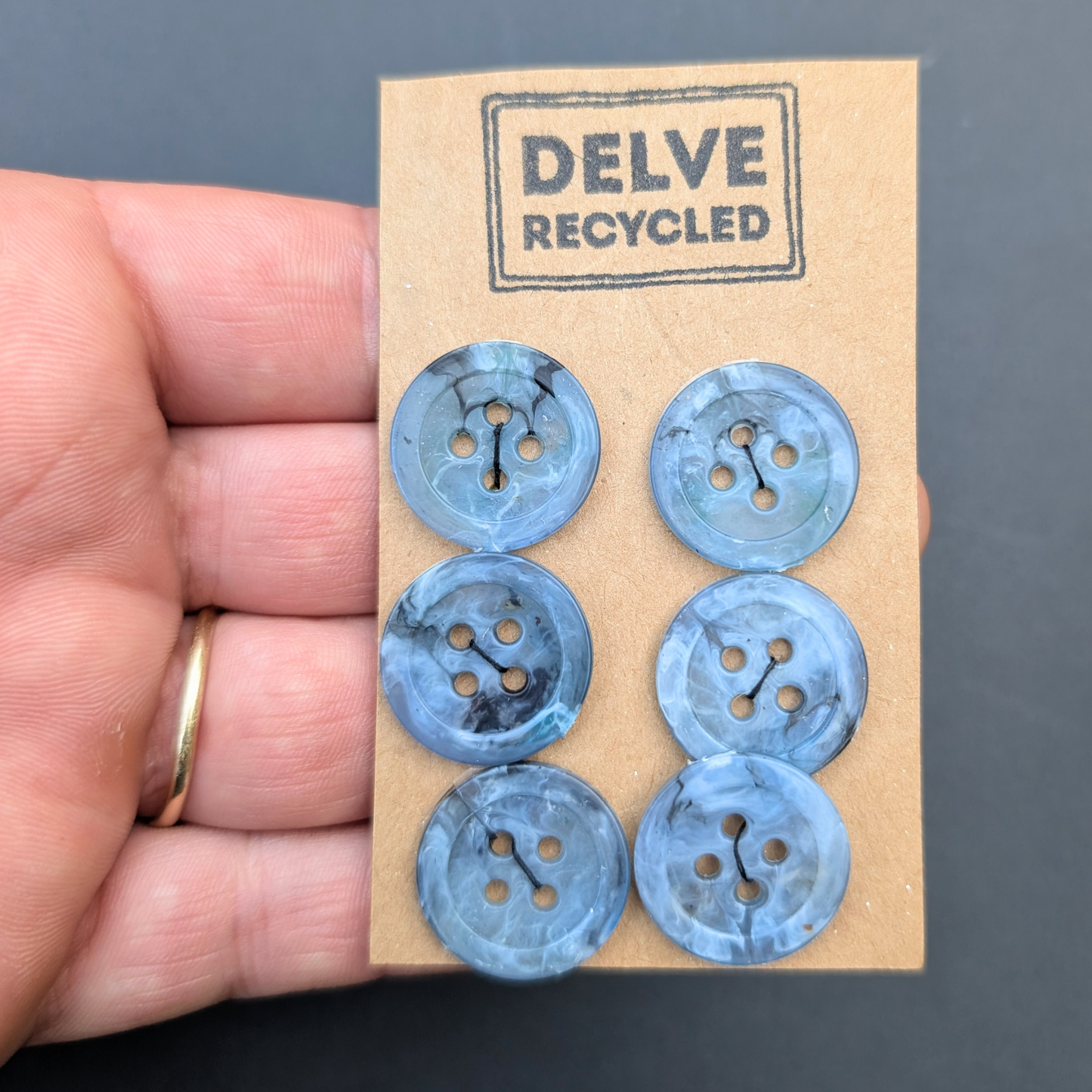 Blue Gem Buttons | Set of 6