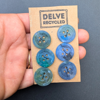 Blue Gem Buttons | Set of 6
